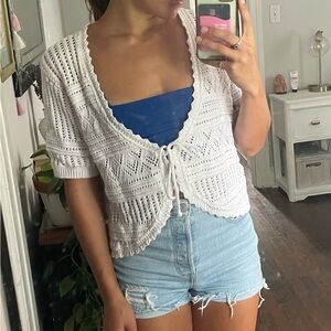 Open front + tie crochet top